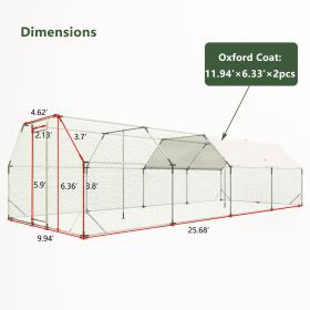 Galvanized Metal Walk-in Chicken Coop Cage With Poultry Run Hutch Hen House (Option: 3x8m)