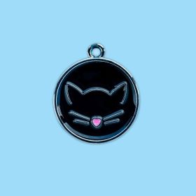 Pet Collar Cat Cute Cat Pattern Pendant Collar For Dogs Kitten Cats (Color: Black, size: one-size)