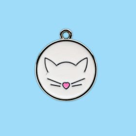 Pet Collar Cat Cute Cat Pattern Pendant Collar For Dogs Kitten Cats (Color: White, size: one-size)