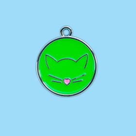 Pet Collar Cat Cute Cat Pattern Pendant Collar For Dogs Kitten Cats (Color: Fluorescent Green, size: one-size)